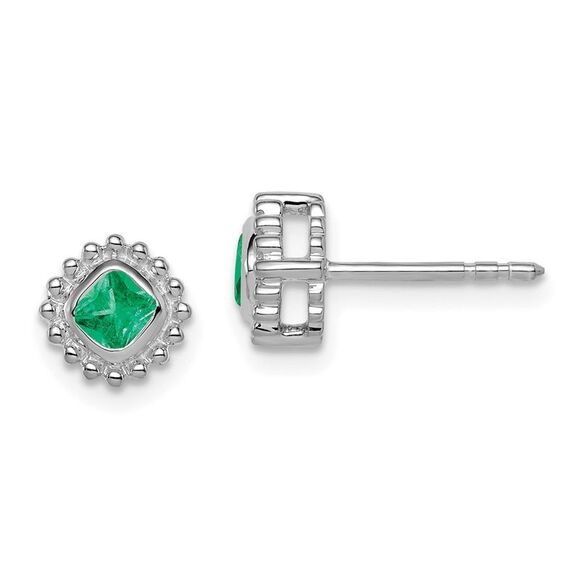 10k White Gold Cushion Emerald Earrings,All Products : American Fashion Style Bags On Sale